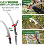 Walensee Pole Saws for Tree Trimming,7.2-27FT Extendable Tree Pruner,Manual Branch Timmer with Blade and Scissors High Branches Pruning Fiberglass Pole Pruner and Cutter Garden Tool with Storage Bag