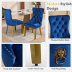 Glass Dining Room Table Set for 2, 47" Circle Glass Dining Table for 2 with Gold Metal Legs, Small Round Dining Table and Chairs Set of 2, 3 Piece Kitchen Table Set for Breakfast Dinette, Blue