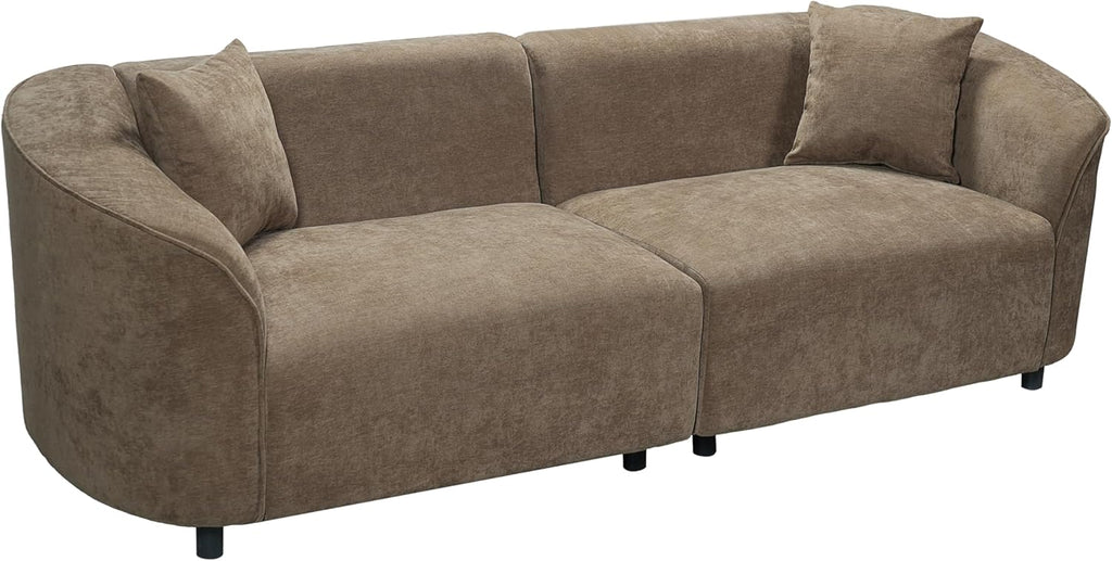 87" Curved Contemporary Sofa in Brown: Plush Seating, Streamlined Design, and Durable Frame – Ideal for Stylish Living Spaces (Brown#40)