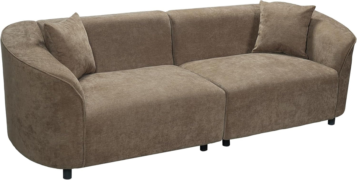 87" Curved Contemporary Sofa in Brown: Plush Seating, Streamlined Design, and Durable Frame – Ideal for Stylish Living Spaces (Brown#40)