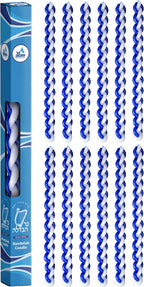 Ner Mitzvah 12-Pack Braided Havdalah Candle - Round Blue and White Paraffin Wax - Handcrafted Havdallah Candle - Shabbat Judaica Gift