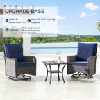 Kullavik 5 Pieces Outdoor Swivel Chairs Set,Patio Wicker Rocker Chairs with 4" Thick Cushions,Side Table and Ottomans,Patio Conversation Furniture Set for Patio Porch Deck Backyard,NavyBlue