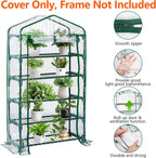 DECOHS Extra Wide 5 Tier Greenhouse Replacement Cover- 75 x 40 x 19 Inch Clear PVC Plant Gardening Greenhouse Cover with Roll-Up Zipper Door for Gardening Plants Flowers (Frame Not Include)