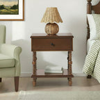 Walker Edison Easy Assembly Wood 1 Drawer Spindle Nightstand - Dark Brown