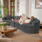110” Modern Curved Sofa,Oversized Couch for Living Room,Cloud Couch,Modular Sectional Sofa with Deep Seat,No Assembly Required,Black