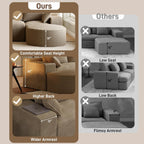 108" U-Shaped Couches for Living Room,Comfy Fluffy Cloud Sectional Couch with Curved Ottoman, Modern Plush Corduroy Deep Seat Modular Sectional Sofa for Small Spaces, Light Brown