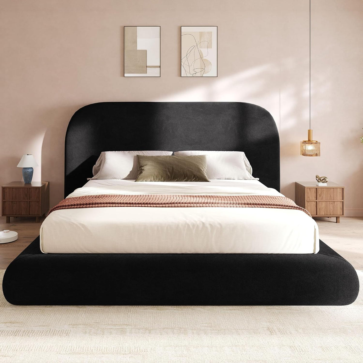 YITAHOME King Size Bed Frame,Soft Cloud Bed with Footboard, Rounded Corners