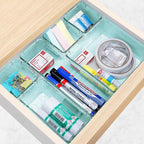 16 PCS Drawer Organizer Set, 5 Varied Size Bathroom and kitchen Drawer cabinet organizer Trays, Clear Storage Bins for Makeup, Jewelry, Utensils and Gadgets