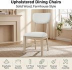 COLAMY Solid Wood Dining Chairs Set of 4, Mid Century Modern Upholstered Kitchen Chairs with 3.3" Thick Cushion & Anti-Slip Pads, Farmhouse Rubber Wood Dining Room Chairs, Oak Nature