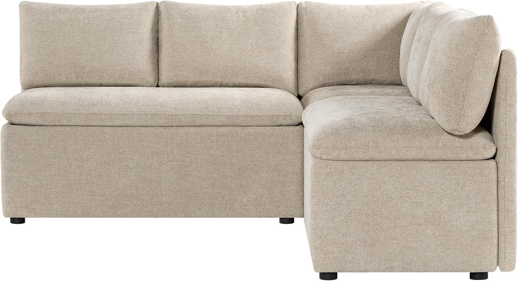 CHITA Breakfast Nook Bench with Storage, Upholstered Dining Bench with Back, Corner Kitchen & Dining Banquette Seating Nook, Dining Settee, L Shaped 5 Seats, Fabric in Khaki