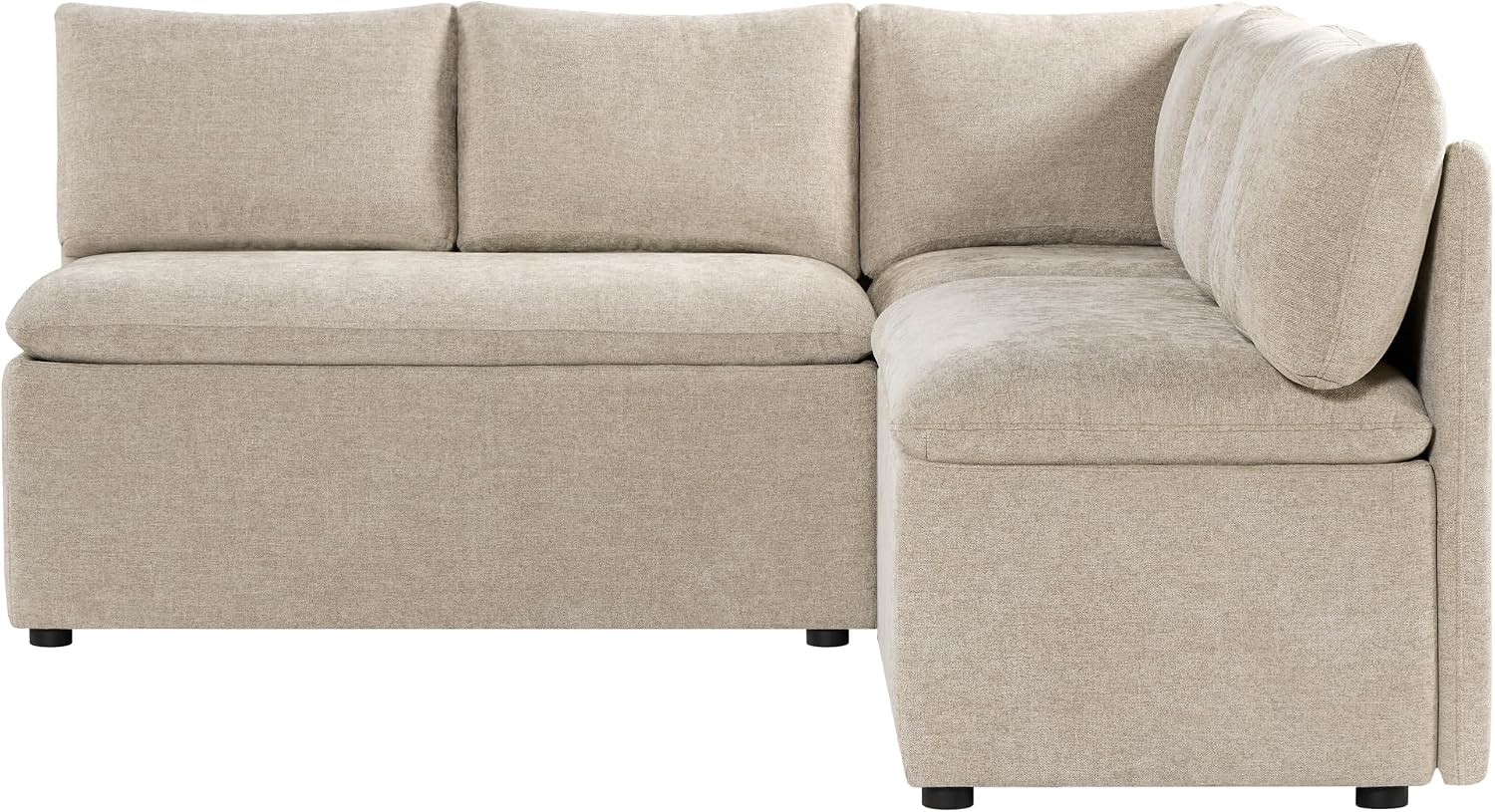 CHITA Breakfast Nook Bench with Storage, Upholstered Dining Bench with Back, Corner Kitchen & Dining Banquette Seating Nook, Dining Settee, L Shaped 5 Seats, Fabric in Khaki