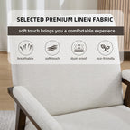 CANMOV Mid Century Modern Accent Chair, Upholstered Reading Armchair with Solid Wood Frame, Soft Fabric, Easy Assembly Sofa Chair for Bedroom, Living Room & Cafe (1, Crem White)