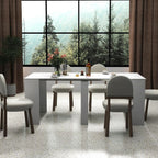 JOYSOURCE Extendable Dining Room Table for up to 12 People 20-119 inch Adjustable Large Extra Long Rectangular Space Saving Folding Dinner Table for Kitchen, Dining Room White Marble Finish