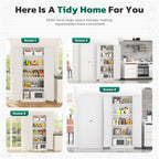 Greenvelly Metal Pantry Cabinet, 63” White Kitchen Pantry Cabinet with Doors and 4 Shelves, Tall Kitchen Cupboard for Laundry Room,Living Room,Dinning Room (Farmhouse)