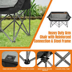 2 Person Camping Chair, Heavy Duty 650LBS Padded Loveseat for Couples & Pets, Foldable Double Camp Chair with Reinforced Storage Bag, Ideal for Outdoor Festivals, Beach, & Car Camping