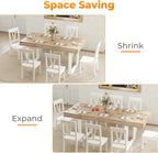 Zevemomo 63"-78.7" Expandable Dining Table, 6-10 Extendable Dining Table, Rectangle Conference Table, Farmhouse Kitchen Table with Slide Track, Tapered U-Shaped Wood Legs for Office, Living Room-Oak