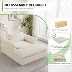 HUBSON 69" Oversized Chaise Lounge Chair Indoor, Comfy Deep Seat Sleeper Lounge Couch, Upholstered Chenille Cloud Chairs for Living Room, Bedroom, Apartment, No Assembly Required, Beige