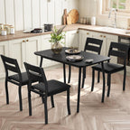 IDEALHOUSE Dining Table Set for 4 Modern Kitchen Table and Chairs Set with Chamfered Edges Cushioned Seats Space-Saving Metal Frame Compact Breakfast Nook (Soft Seat Black Tube + Black)
