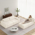 Vesgantti 114" L Shaped Couch, Deep Seat Sectional Sofa, Beige | Oversized 3 Seater Modular Couch with Ottoman, Cloud Sofa for Living Room, No Assembly Required, Free Combination, Chenille