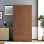 KEIKI 63" Tall Kitchen Pantry Storage Cabinet with Door-Side Rack & Shelves, Freestanding Wood Hutch Food Pantries Cupboard for Coffee Bar, Dining Room