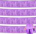 4 Pack 10 Feet Light Purple Foil Fringe Garland Metallic Tinsel Streamers Banner Wall Hanging Curtain Backdrop for Parade Floats, Wedding, Graduate, Mother's Day, Birthday Party Decoration