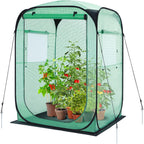 Ohuhu Pop Up Greenhouse for Outdoors, Portable Walk-in Mini Green House with Removable PE Mat & Mesh Window Fast Set-up GreenHouses for Indoor Outside Protecting Plant from Cold Frost & Birds