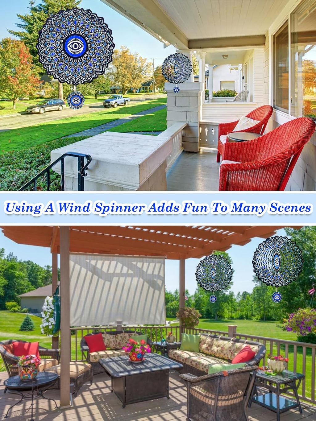 Evil Eye Wind Spinner-3D Metal Hanging Wind Spinners, Perfect Ornament Gifts for Women/Men, 12 Inch Spinfinity Wind Spinner for Outdoor & Indoor Decorations, Yard Art, Garden Decoration