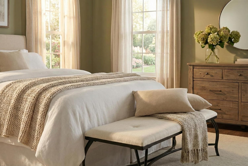 Mango Steam Vienna White Bench - Entryway Bench - Powder Coated, Upholstered, Space Saving