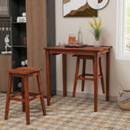 Giantex Bar Table and Chairs Set - 3-Piece Counter Height Dining Table Set with Hangable Bar Stools, Wood Veneered Tabletop, Rubber Wood Legs, Space Saving Dinette Set, Breakfast Nook Table Set, Brown