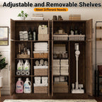 Unikito 71” Kitchen Pantry Storage Cabinet with Adjustable Shelves, 2 Pack | Large Farmhouse Storage Cupboard, Barn Doors, Sturdy and Deep, Versatile for Dinning Room, Living Room, Weathered Brown