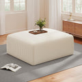 40" Oversized Square Corduroy Ottoman Pouf - Poofy Soft Foot Rest with Foam Chunk Filling, Movable Large Ottoman Pouf Footstool for Living Room Sofa Couch Bedroom, Beige (1 Piece)