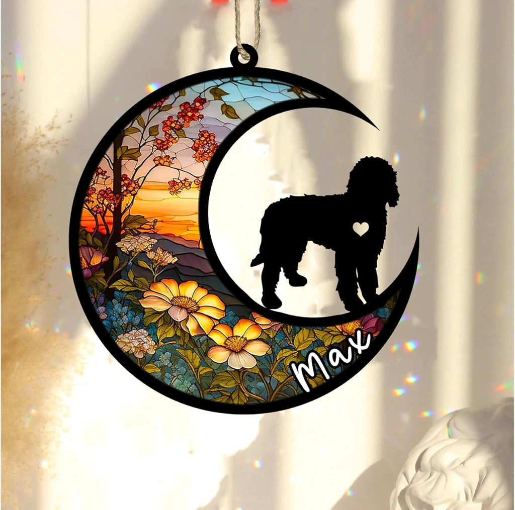 Personalized Dog Memorial, Custom Name Labradoodle Dog Christmas Ornament with Name, Custom Breeds, Pet Loss Light Catcher, Gifts for Lovers Loss of Pet Sympathy on Mothers Day Christmas