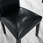 LEEMTORIG Set of 4 Upholstered Parsons Dining Chairs, Faux Leather Dining Room Kitchen Side Chair with Nail-Head Trim for Living Room Bedroom Outdoor Lounge Guest Cafe, Midnight Black CY-1122-BK02