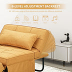 Yellow Sofa Bed, Convertible Chair 4 in 1 Multi-Function Modern Folding Ottoman Guest Bed with Adjustable Sleeper for Small Room Apartment