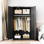 Letaya Metal Wardrobe Cabinets with Lock,Clothing Locker 72" X 36" X 18" Storage Cabinets for Home Room,Fire Department, School, Employee,Gym,Government (Black)