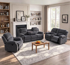Leather Recliner Sofa Set for Living Room Furniture Sets,Dark Gray Reclining Couch Set for Living Room/Office/Theater Seating(3 Pieces Set)