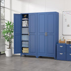 SteeLoong 75”Metal Pantry Storage Cabinet with Doors & 5 Adjustable Shelves | Kitchen Pantry Cabinet,Blue Kitchen Cabinet with 2 Gold Handles,Tall Cabinet for Livingroom,Pantry, Bathroom,Kitchen,Garage