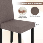 GOFLAME Upholstered Dining Chairs Set of 4, Fabric Kitchen Chairs with Padded Seat, Tilt Backrest, Rubber Wood Legs, Armless Side Chairs for Dining Room, Living Room, Restaurant, Brown