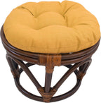 International Caravan Bali 18-inch Footstool with Solid Outdoor Cushion Lemon
