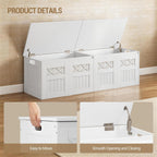Hzuaneri 59" Modern Farmhouse Storage Chest and Bench | 70 Gal | 330lb Seat | Soft-Close Hinges | Pure White | Shoe and Blanket Storage for Bedroom, Living Room, Entryway | SB51503X