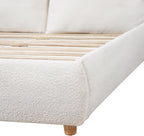 Merax King Boucle Platform Bed with 2 Removable Headboard Pillows, White