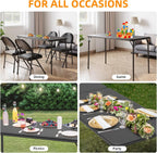 IDEALHOUSE 4 Feet Folding Table, Protable Foldable Card Table, Black | Metal Legs Support, Upholstered PU Leather Tabletop, Heavy Duty, No Assembly Required, Perfet for Indoor and Outdoor