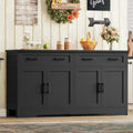 usikey 55" Buffet Cabinet with Storage and Drawers, Large Sideboard Buffet Cabinet with Adjustable Shelves and Doors, Modern Coffee Bar for Kitchen, Living Room, Black