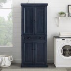 Crosley Furniture Seaside Coastal Pantry Storage Cabinet with Shelves, Kitchen, Dining, or Laundry Room, Distressed Navy