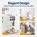 VIVOHOME 3 Layers 16''W x 16''D x 33''H Glass Display Cabinet Showcase Countertop with Lock, 4mm Tempered Glass 25mm MDF Base