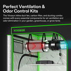 VIVOSUN Ventilation Kit Inline Duct Fan with Variable Speed Controller and Carbon Filter Odor Control System