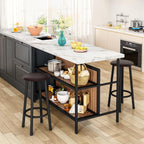 DKLGG Kitchen Island with Stools & Storage, Modern Dining Table Set for 2, 3 Piece Kitchen & Dining Room Sets Island Table for Small Space, Apartment, Home Bar, White