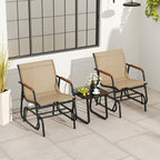 Tangkula 3 Piece Patio Bistro Glider Set, 2 Rocking Chairs w/Tempered Glass Side Table, Patio Furniture Set w/Smooth Rocking Motion, Outdoor Glider Chair Set for Porch, Yard, Balcony