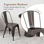 Giantex Metal Dining Chairs Set of 4, Farmhouse Kitchen Chairs with Removable Backrest, Space-Saving Stackable Bistro Cafe Side Chairs for Dining Room, Living Room, Restaurant (Bronze)