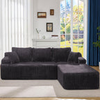 Hobestluk Couches Modular Sectional Sofa L-Shape Oversized Chaise | Memory Foam,Washable Cover,No Assembly,Non-slip,3 Seater Sectional Couch for Living Room | 108" Right Facing Chaise Darkgrey